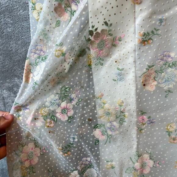 Vintage 70s Sheer Floral Maxi Dress Cottagecore Prairie Lace Puff Sleeve Gown XS - Picture 6 of 7